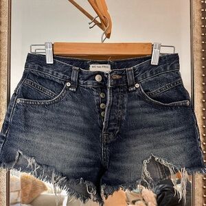 We The Free Indigo Frayed Hem Denim Cutoff Shorts